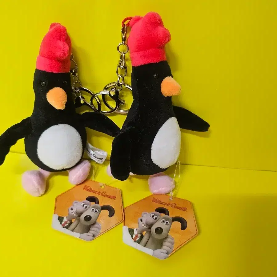 월레스와 그로밋 펭귄 팀 키링 10cm 플러시 인형 가방걸이 태그있음 새상품