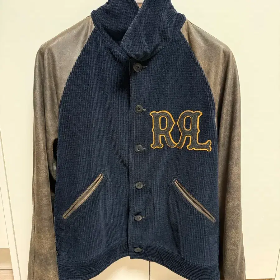 RRL 코듀로이 바시티 가죽 자켓 M
