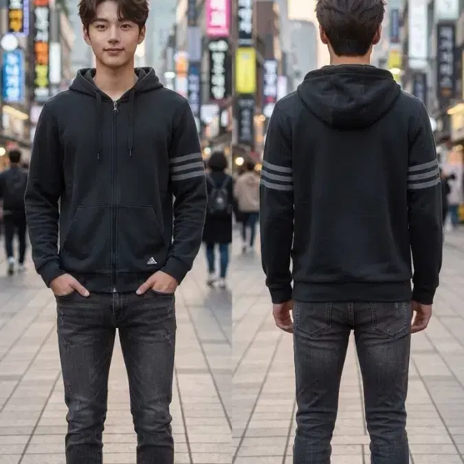 아디다스 후드 집업 블랙