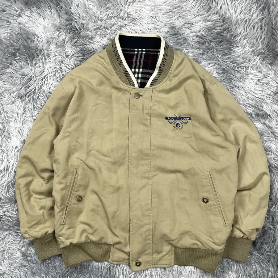90s 빈티지 아카이브 Pga Tour 체크 코튼 리버시블 블루종 자켓 6036