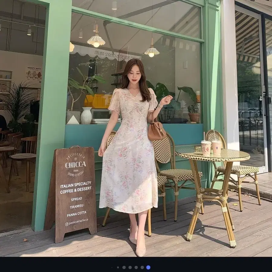 교신 로아르 아옳이 쉬폰 플라워 원피스 휴양지 드레스 셀프웨딩