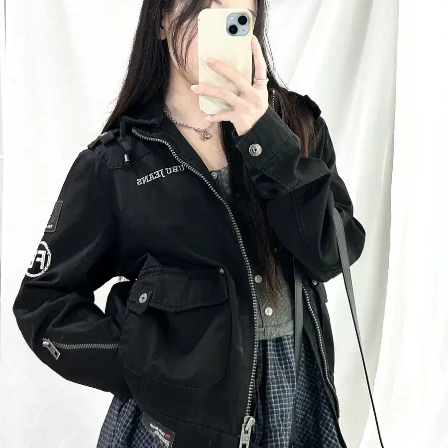 후부 빅로고 블랙 라이더자켓