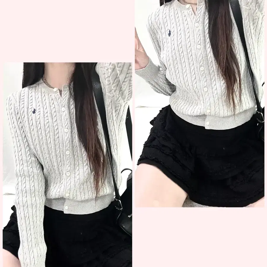 폴로 네이비포니 그레이 케이블 가디건