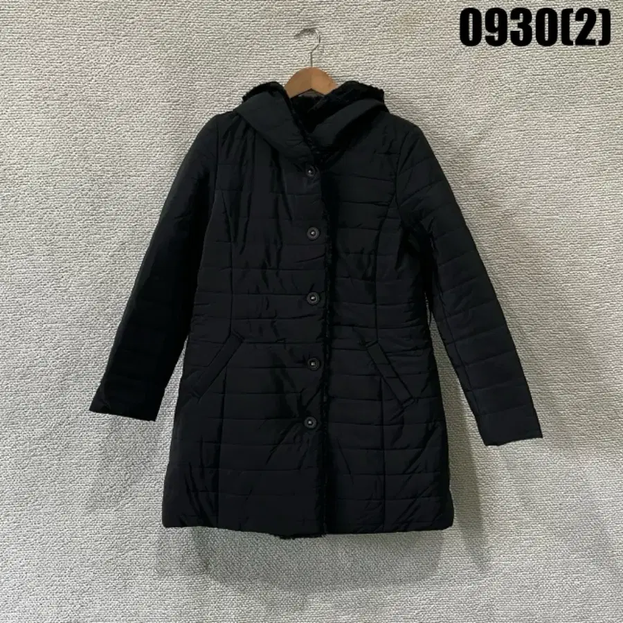 YESJLWON 77 블랙 패딩 후드 코트 m