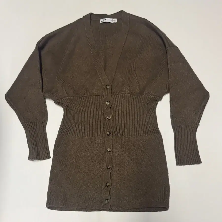 여성 자라 ZARA 미니멀 니트 가디건 원피스 S 브리운