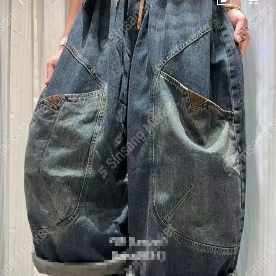 가을 왕주머니 고급스러운 핏이이쁜 밴딩 청베기통바지 새상품