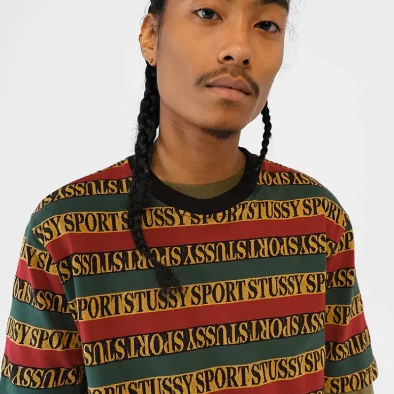 스투시 STUSSY stripe sport 스트라이프 티셔츠 L