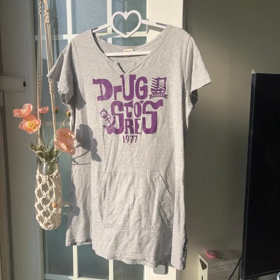 [빈티지] DRUG STORE'S 드럭스토어 보라 반팔 튜닉 티셔츠 -옷장정리