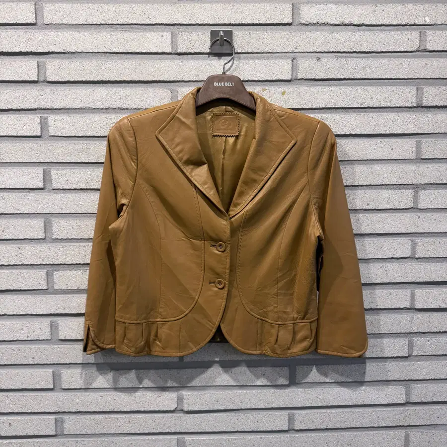 VINTAGE 소가죽 테일러드 자켓 카멜 브라운