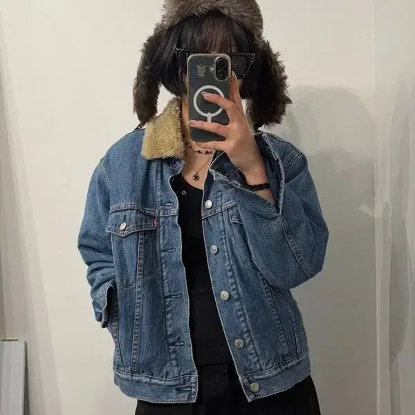 XS 리바이스 쉐르파 데님 트러커 자켓