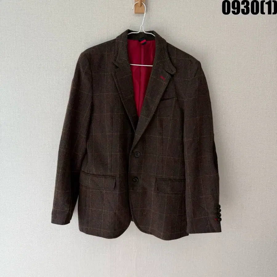 CREMIEUX 체크무늬 숏코트 다크 브라운 95