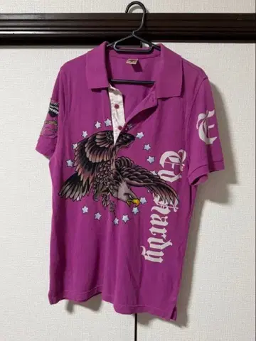 Y2K 헤이세이 아카이브 Ed Hardy 피케 셔츠 퍼플 이글