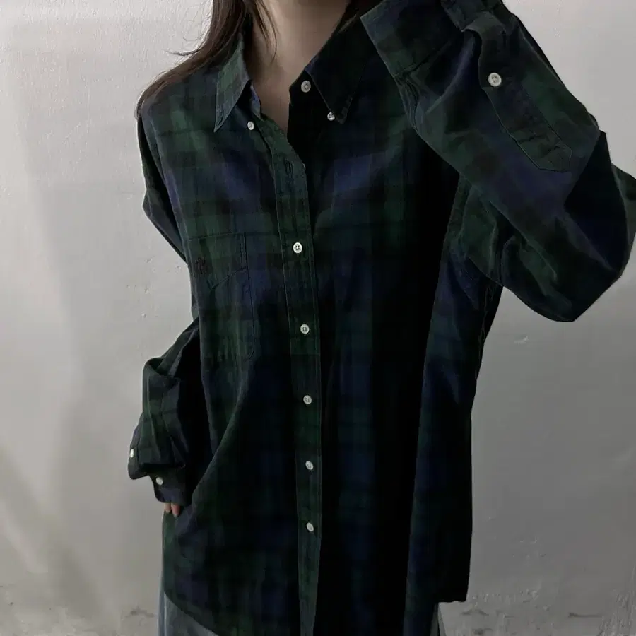 (XL) 폴로 랄프로렌 체크 남방 네이비 그린