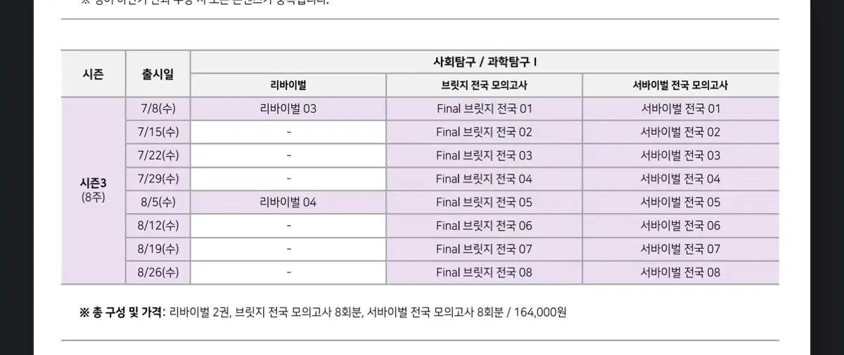 2027 시대인재 지구과학 서바이벌 전국 + 파이널브릿지 +리바이벌 2권