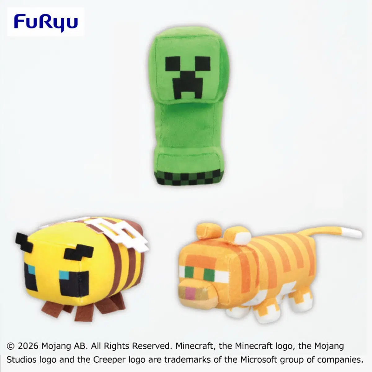 (3종 세트) 마인크래프트 봉제 인형 크리퍼 벌 고양이 16cm