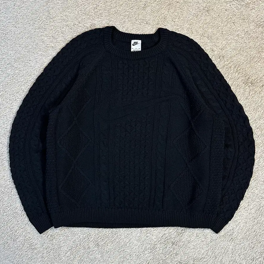 [2XL] 나이키 신형 빅스우시 케이블 니트 블랙