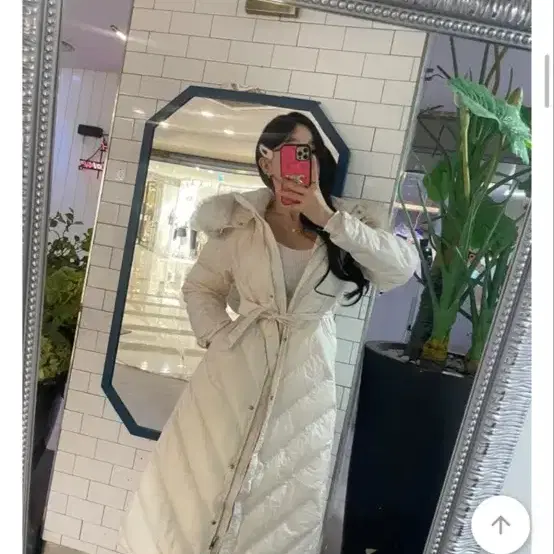 수입 덕다운 슬림 벨트 롱패딩 (아이보리)새상품