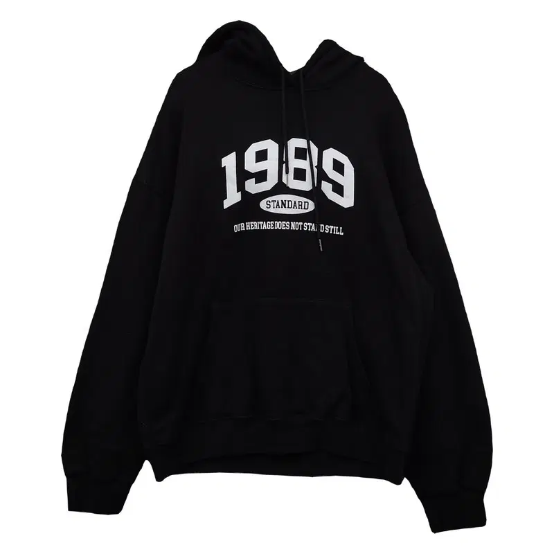 스탠다드 블랙 코튼 그래픽 로고 프린팅 후드티 XL