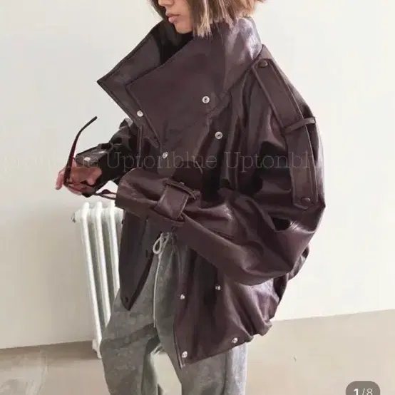 새상품) 노이어 버건디 레더 자켓