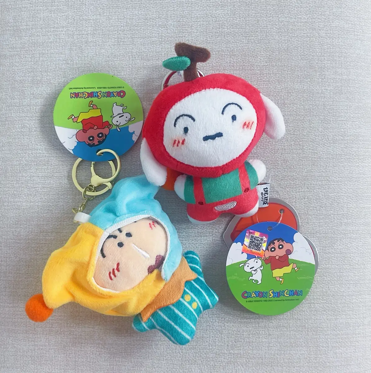 짱구는못말려 서커스 맹구&사과 흰둥이 인형 키링 2개 세트