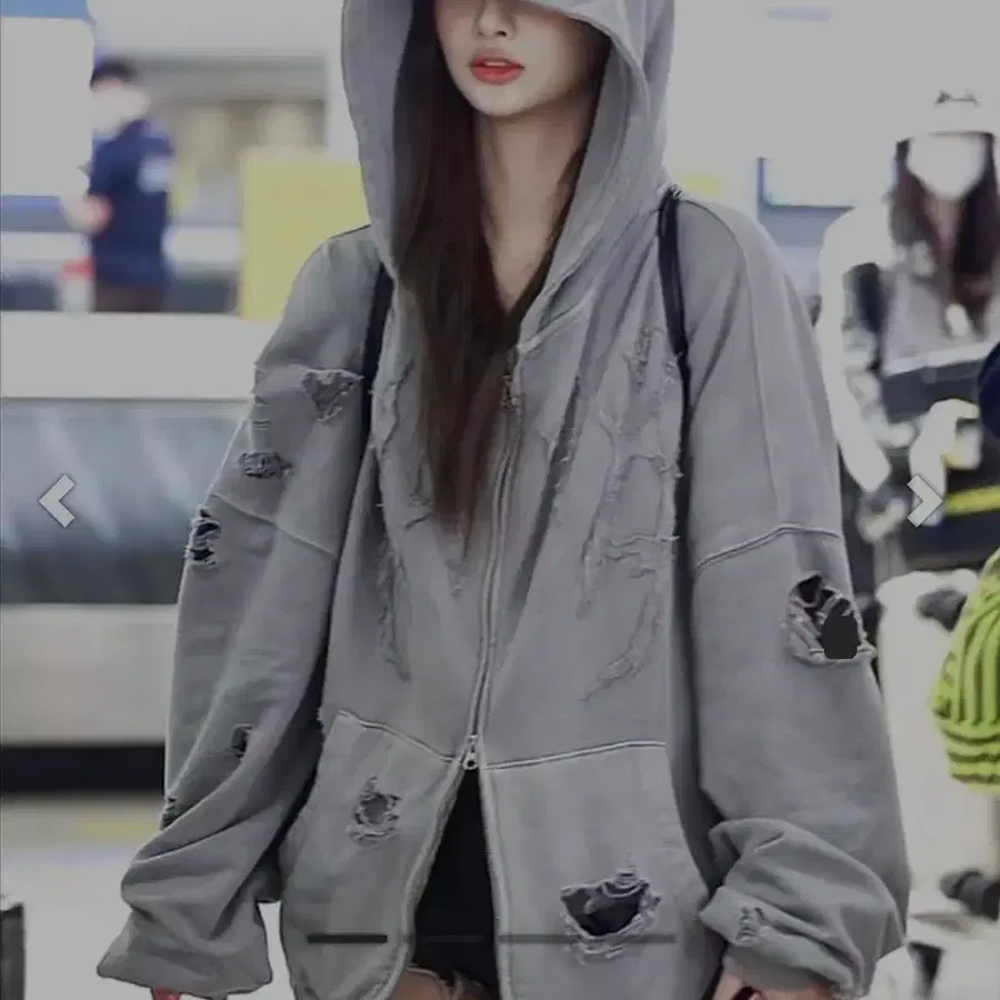 [M]엔믹스 설윤 낫포너드 데미지 디스트로이드 후드 집업 (그레이)