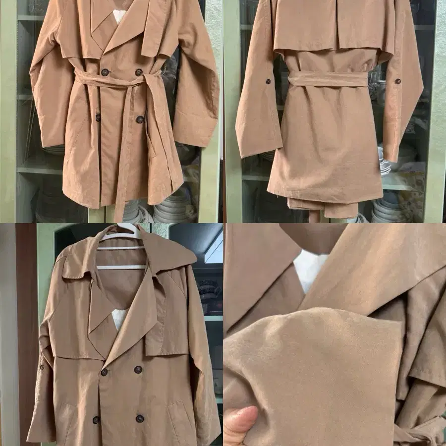 카멜색 트렌치코트 허리 벨트 포함