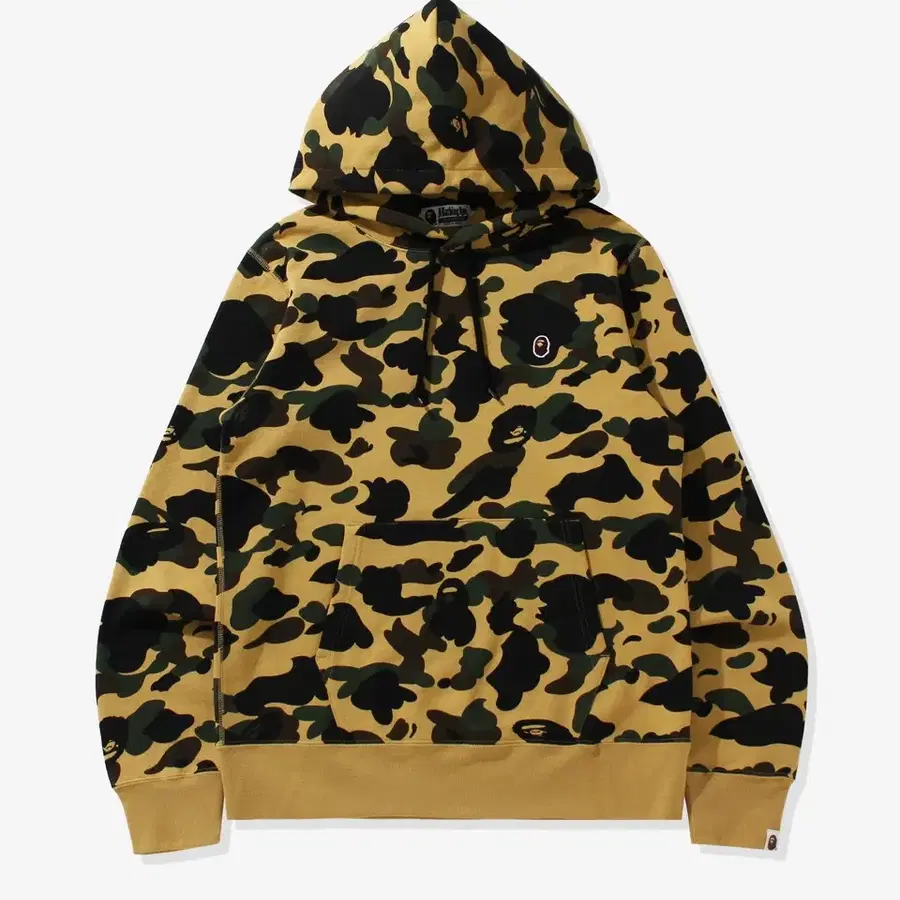 [새상품] 베이프 (BAPE) 퍼스트 카모 원 포인트 풀오버 후드 옐로우 S / M