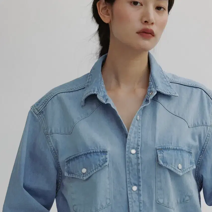 Western Denim Shirt (Light Blue)