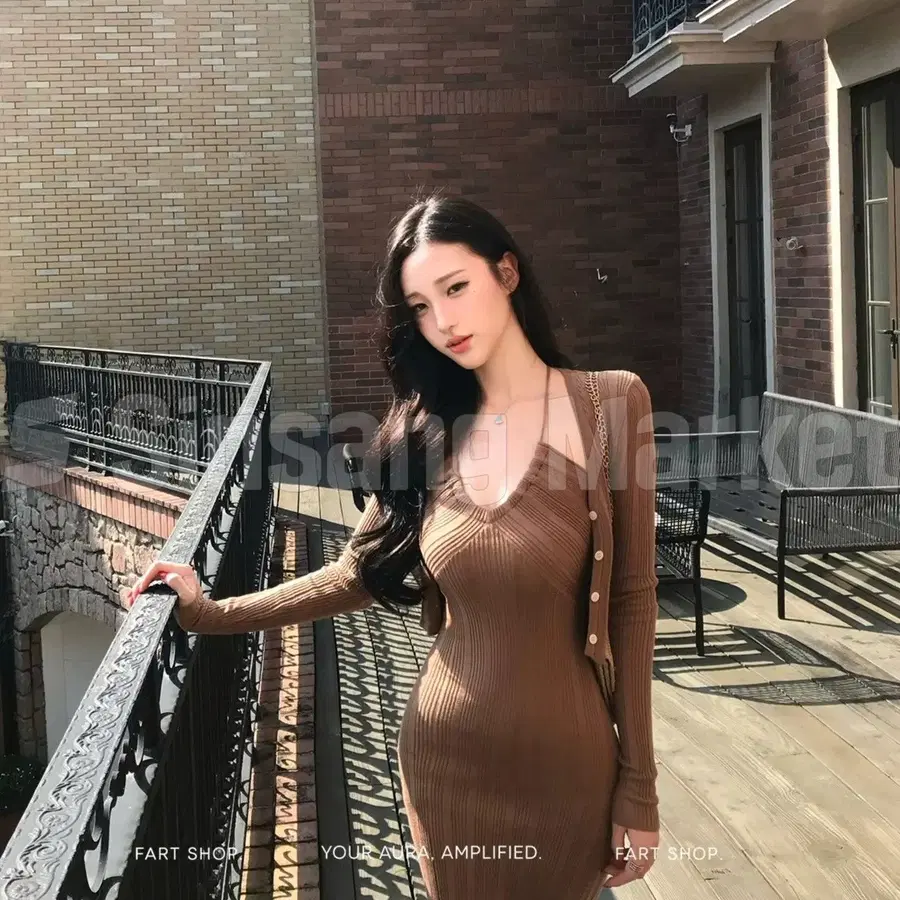 [빠른발송] 골지 슬림핏 원피스세트