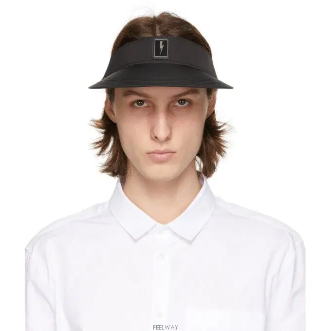 NEIL BARRETT  Black Enamel Badge Visor