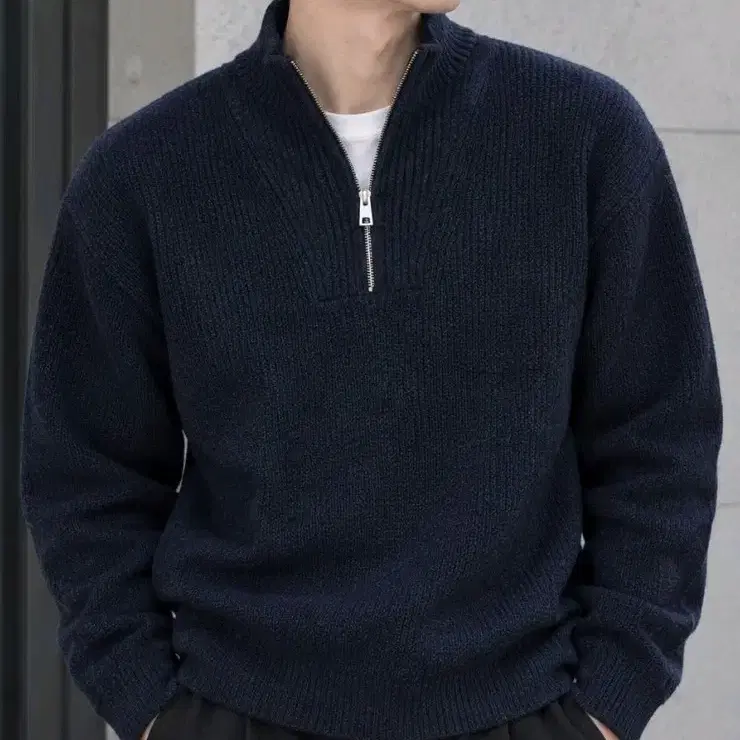 ZARA 네이비 하프 집업 니트 XL