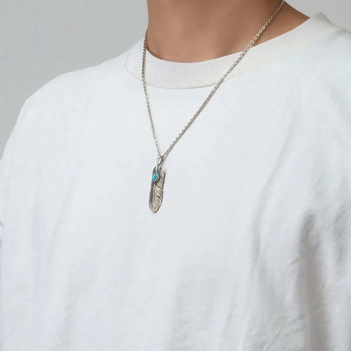 사드 Saad 925 실버 깃털 펜던트 터키석 목걸이