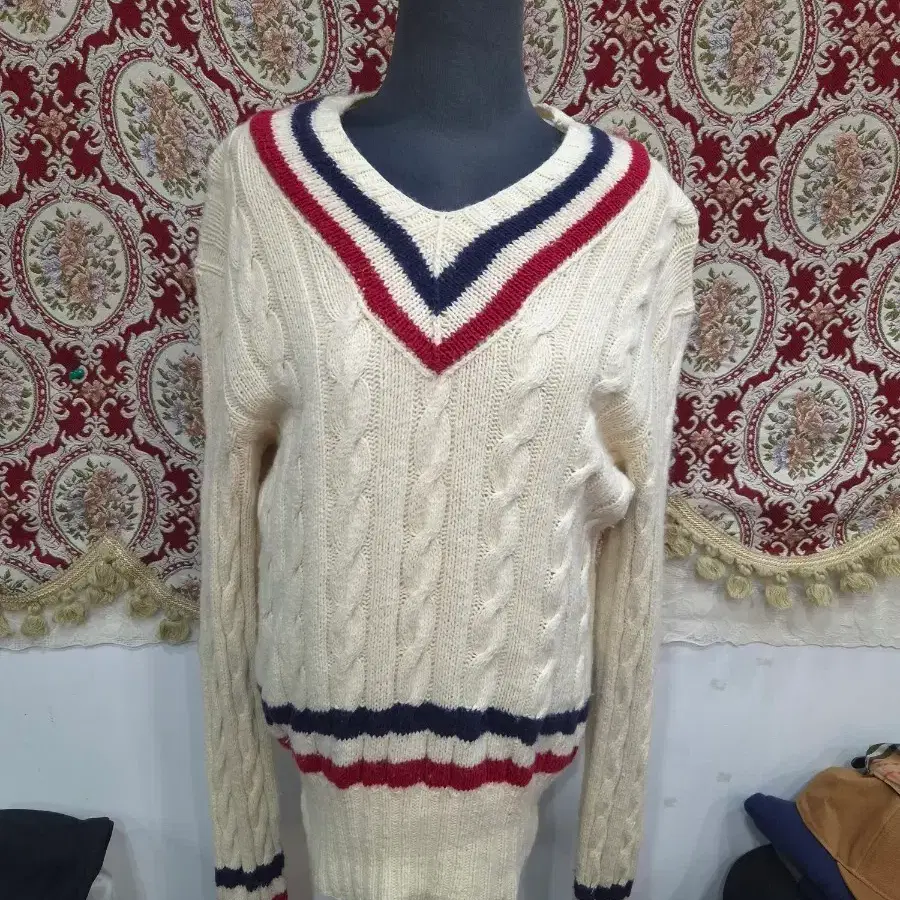폴로 랄프로렌 00s 크리켓 넥 핸드메이드 케이블 니트