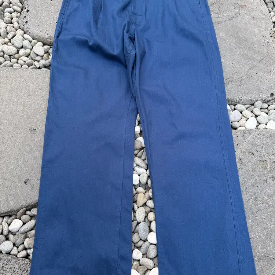 OVERSIZED 80s WASHED NAVY "HBT" WORK PANTS 헤링본 와이드 프렌치워크팬츠