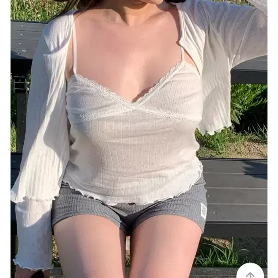 펀칭 레이스 나시 가디건 세트
