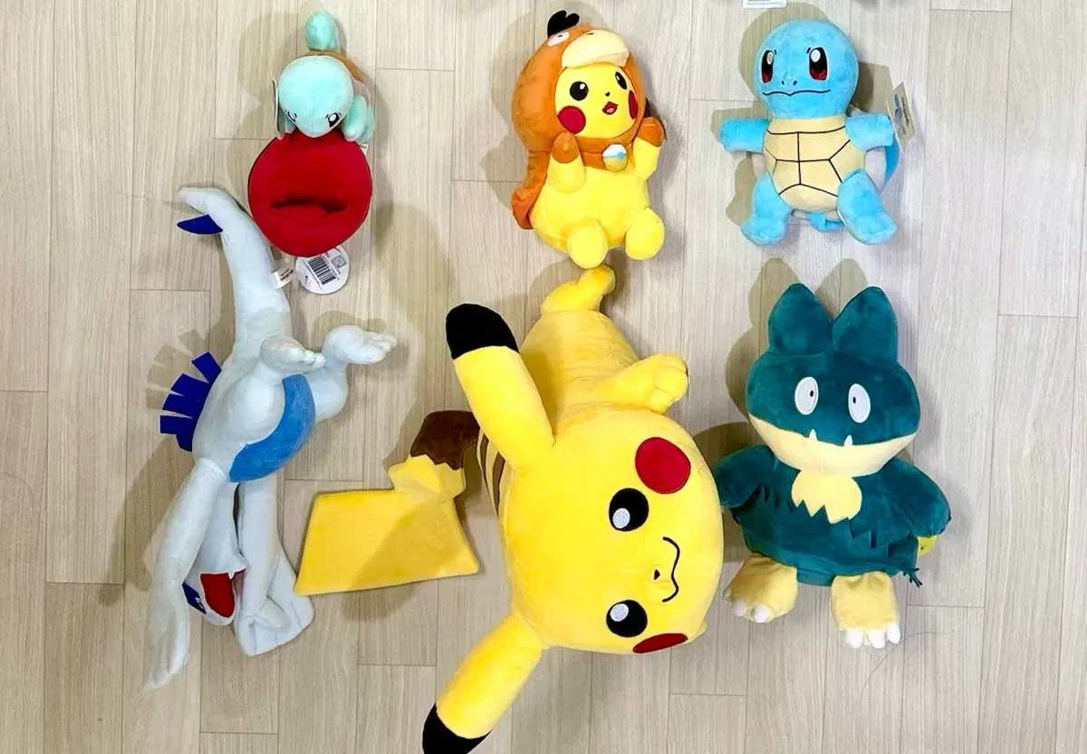 pokemonster포켓몬스터 피카츄추꼬부기먹고자 중형인형뽑기인형쿠션(개당