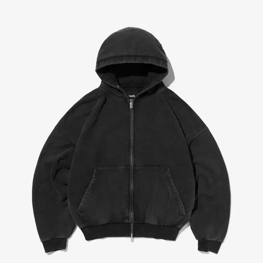CROPPED WASHED HOOD ZIP UP [WASHING BLACK]