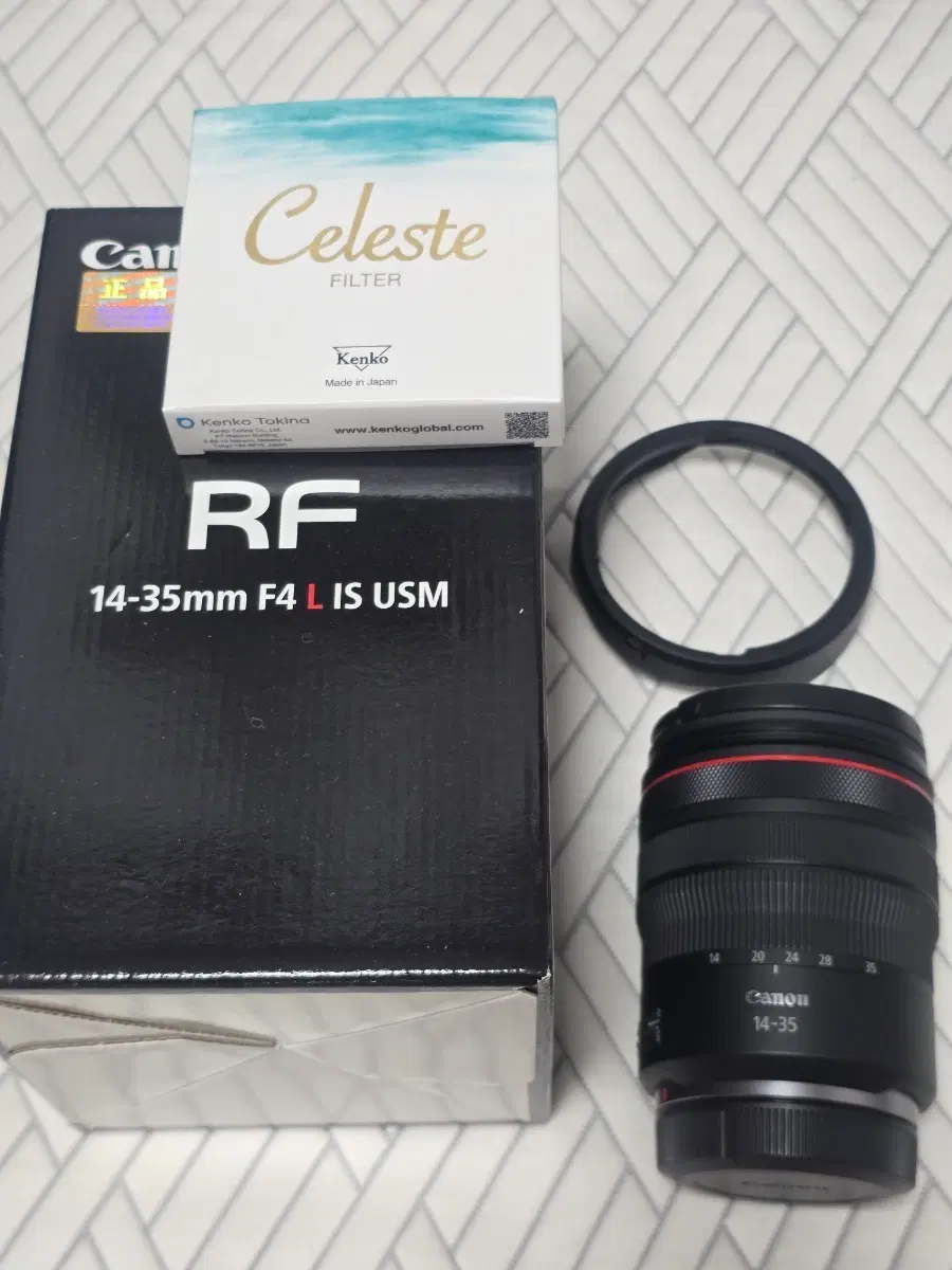 캐논 RF 14-35mm F4 L IS USM 렌즈 + 켄코 셀레스테 77mm 판매합니다