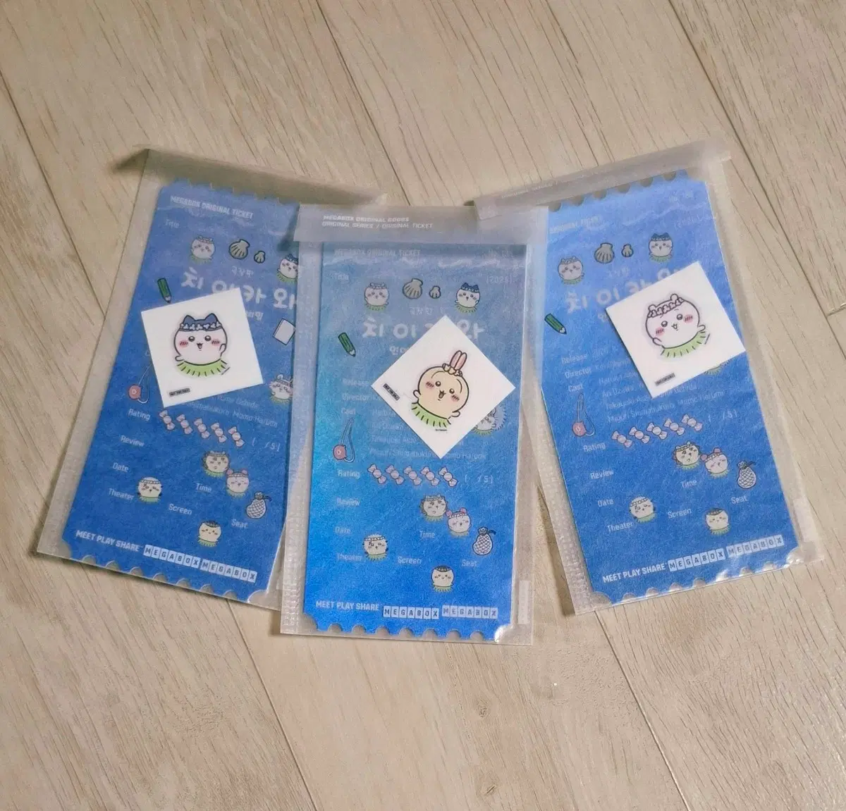 치이카와 극장판: 인어섬의 비밀 오리지널 티켓 3장+스티커 3장