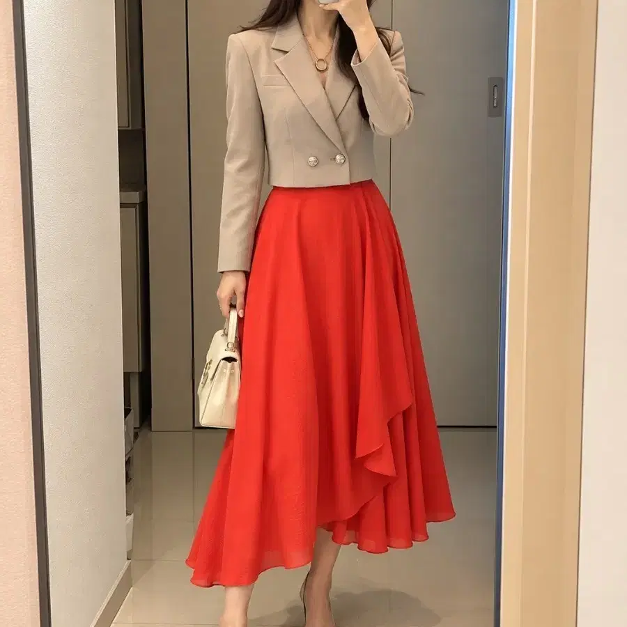 미샤 MICHAA 26년 신상 스커트  23년 크롭 자켓 코디세트 55
