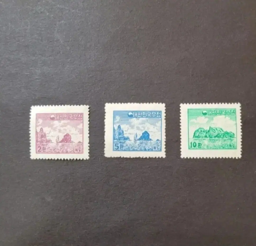 1954년 독도 우표 3종