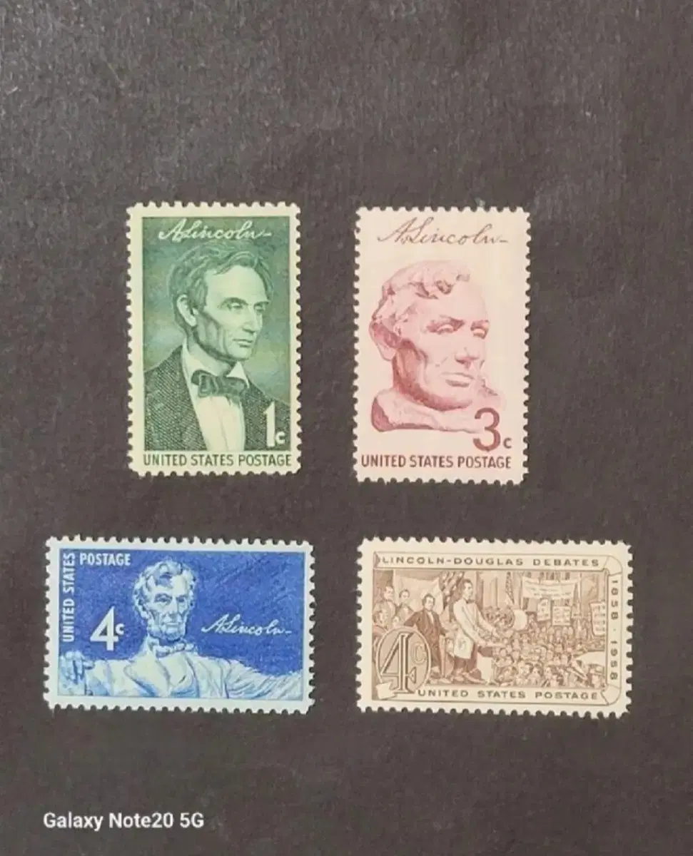 (미국우표)1950년대 링컨대통령 기념우표 4종 풀세트 A. Lincoln