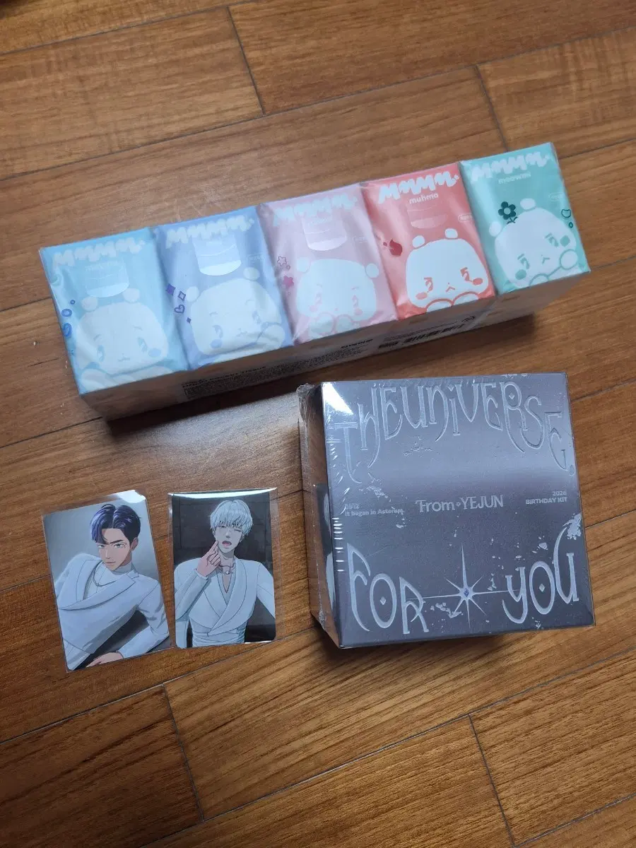 플레이브 예준 생일 키트 미개봉 + 므메미무 포켓티슈 + 엠디 포카 은호 + 문학콘 포카 예준 하자 상품