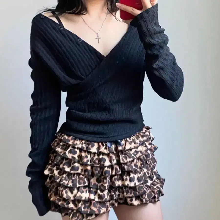랩가디건 후드 블랙