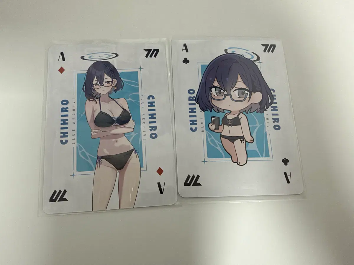 블루 아카이브 요스타 회장한정 치히로 수영복 카드 2장
