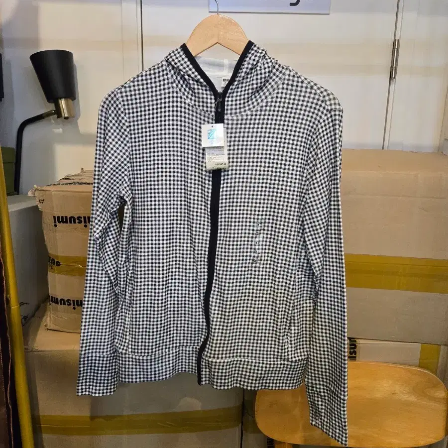 체크무늬 후드 집업 XL 새상품