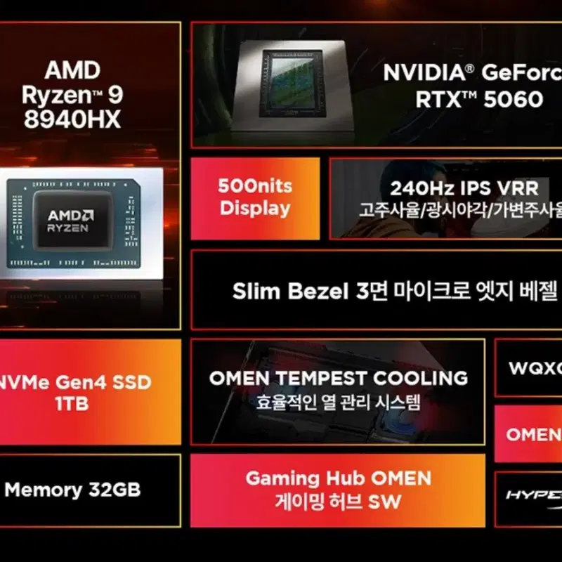 HP OMEN 게이밍 노트북 5060 32gb 1tb