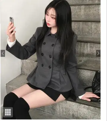 GRL 그레일 더블 버튼 페플럼 숏 기장 코트[pm960] 그레이