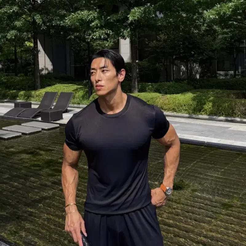 라피나토 에뚜알 블랙 머슬핏 반팔 티셔츠 팬츠 세트 새제품