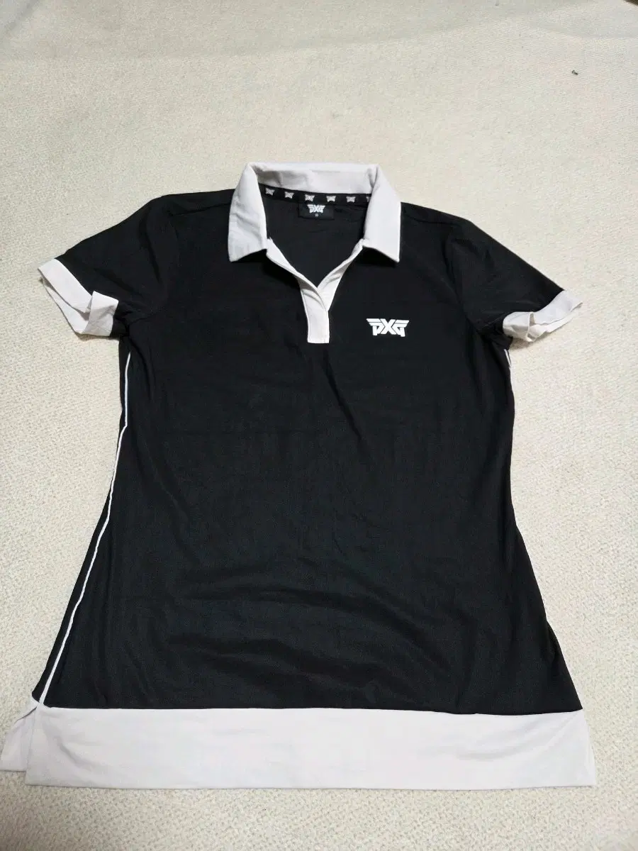XS)PXG 골프웨어 반팔 카라티 블랙 화이트